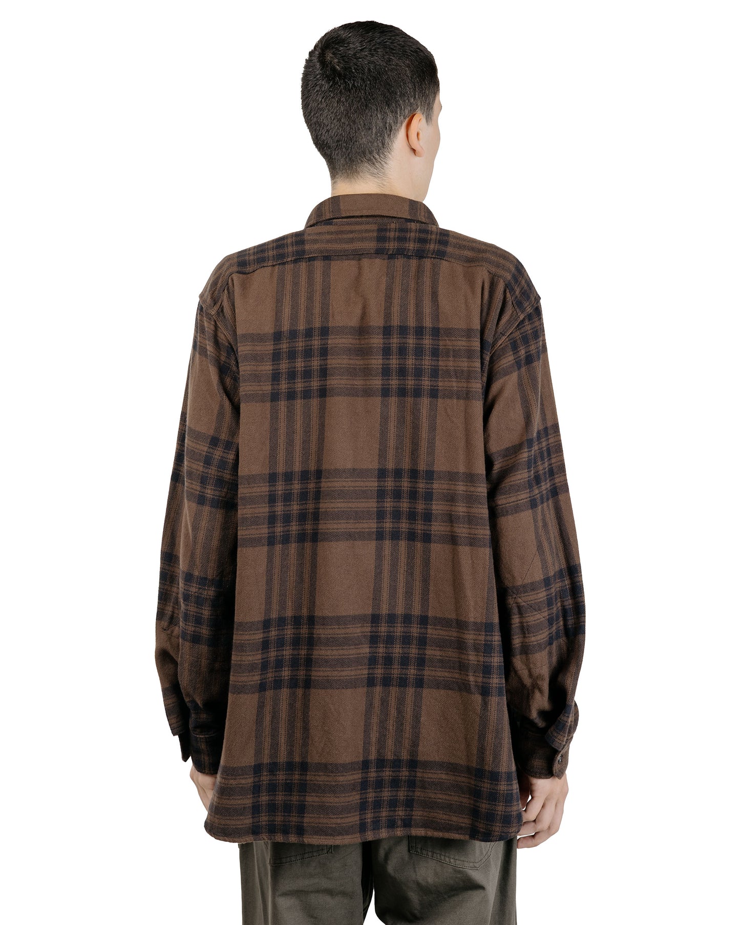 Engineered Garments Work Shirt BrownBlack Cotton Flannel Plaid