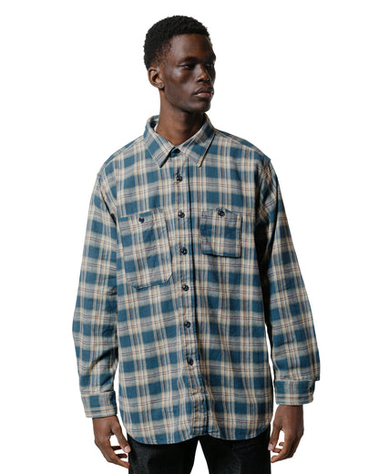 lost & found Engineered Garments Engineered Garments Work Shirt Navy Cotton Plaid Jacquard