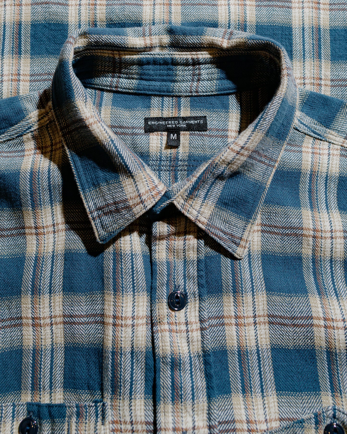 lost & found Engineered Garments Engineered Garments Work Shirt Navy Cotton Plaid Jacquard