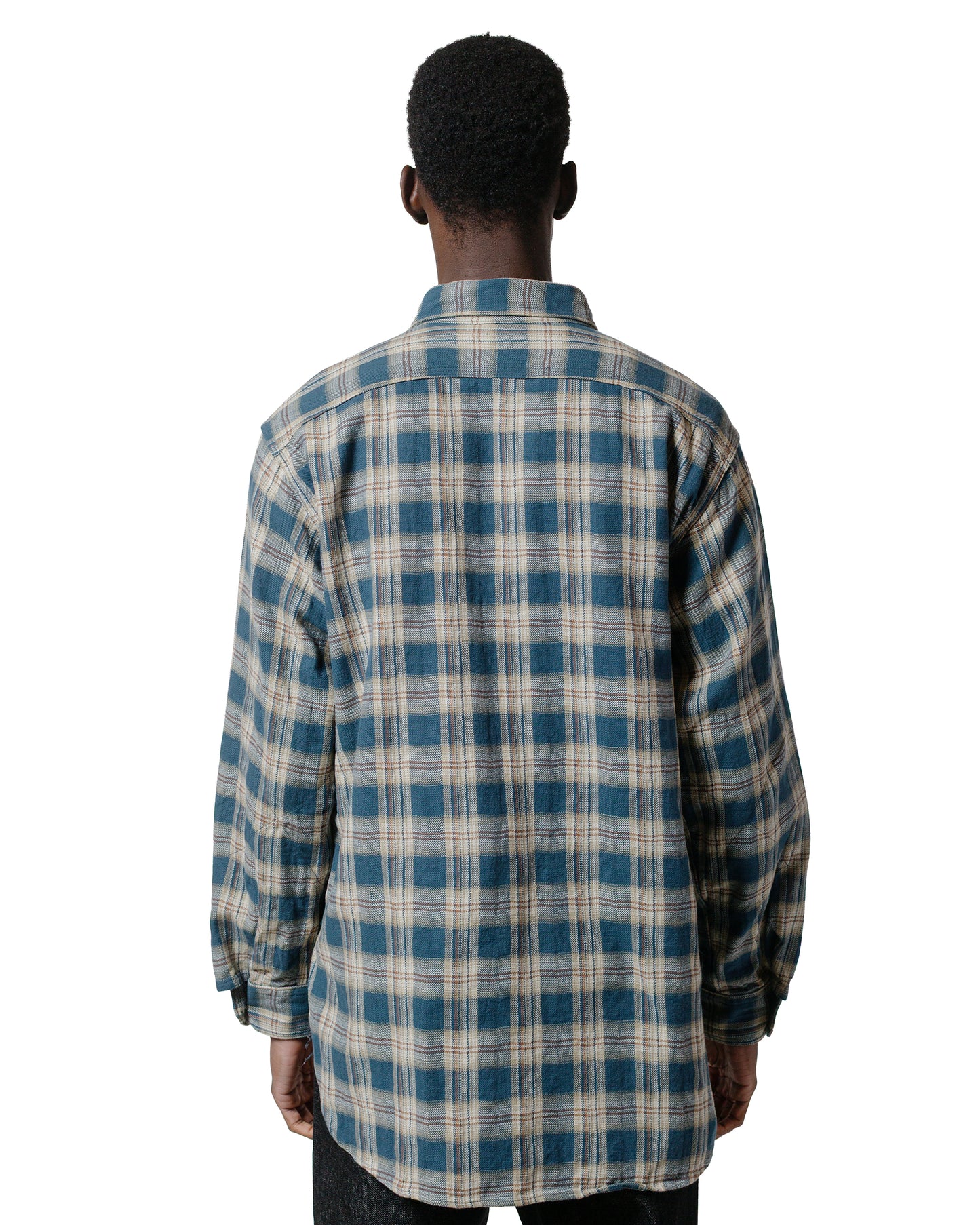 lost & found Engineered Garments Engineered Garments Work Shirt Navy Cotton Plaid Jacquard
