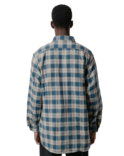 lost & found Engineered Garments Engineered Garments Work Shirt Navy Cotton Plaid Jacquard