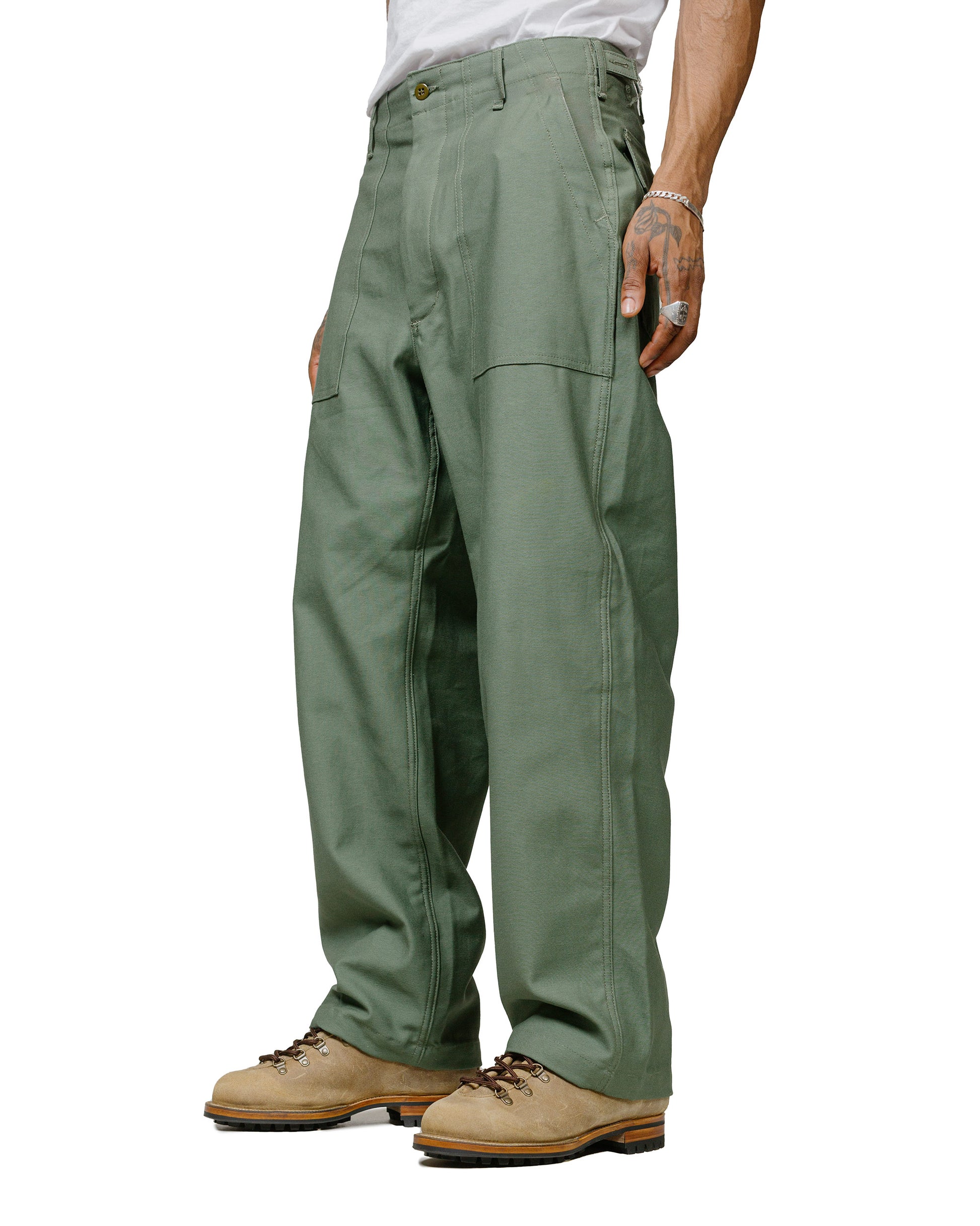 lost & found Engineered Garments Workaday Engineered Garments Workaday Fatigue Pant Olive Cotton Reverse Sateen