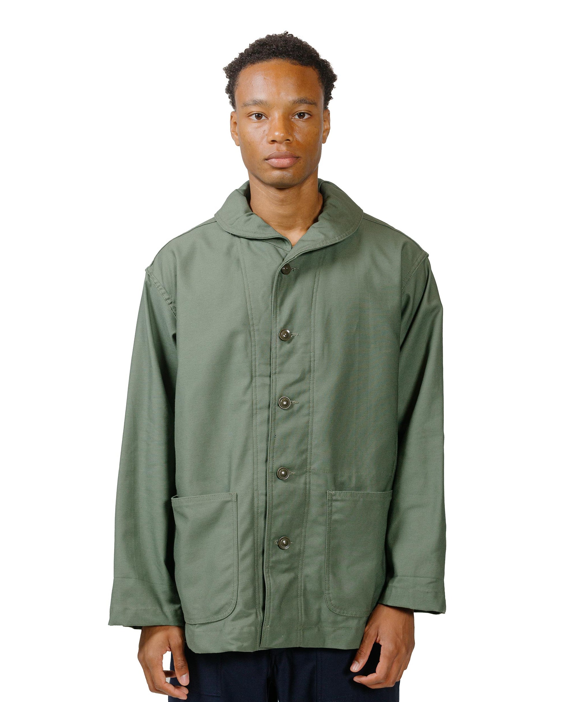 lost & found Engineered Garments Workaday Engineered Garments Workaday Shawl Collar Jacket Olive Cotton Reverse Sateen