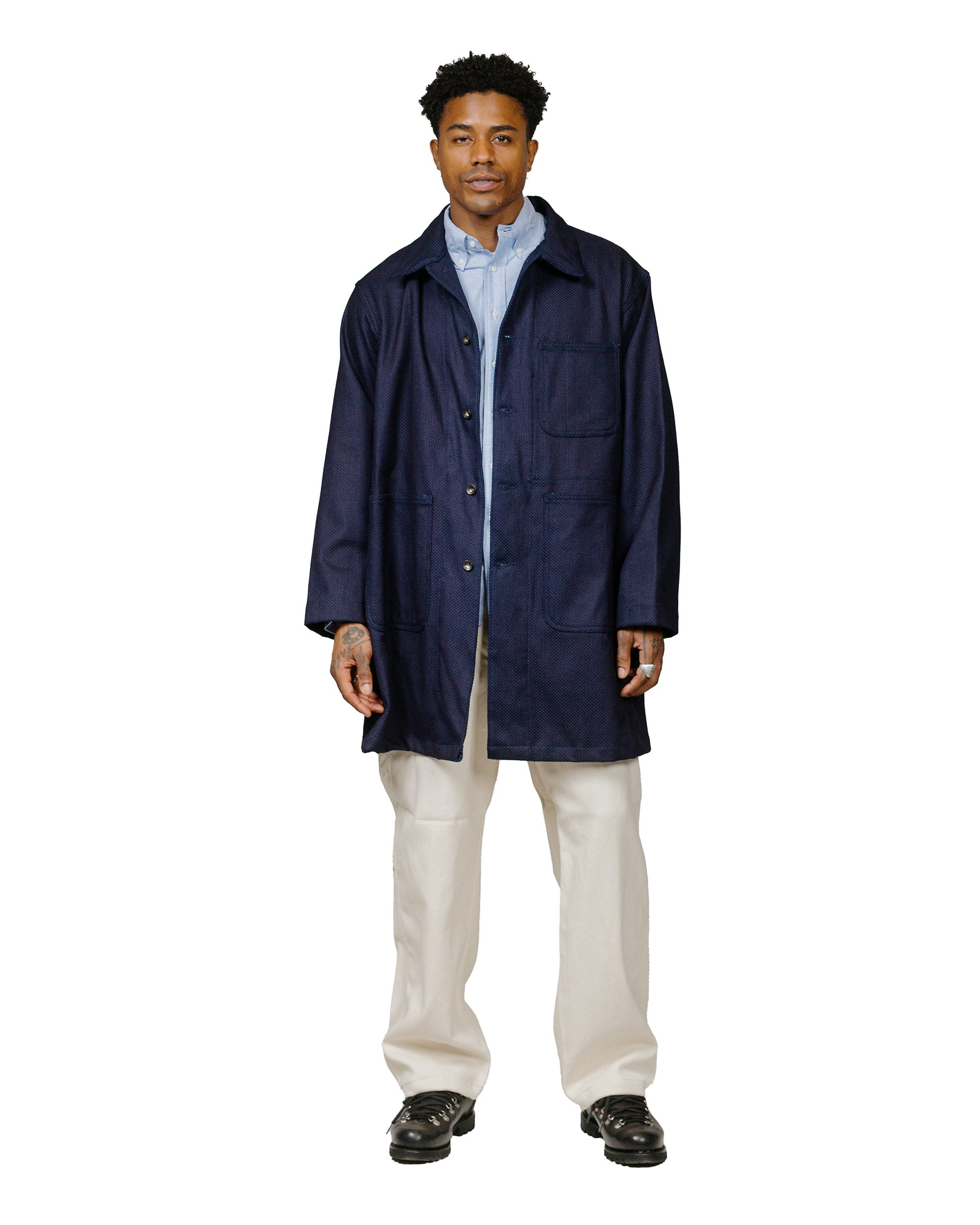 lost & found Engineered Garments Workaday Engineered Garments Workaday Shop Coat Dark Navy Cotton Heavy Basketweave
