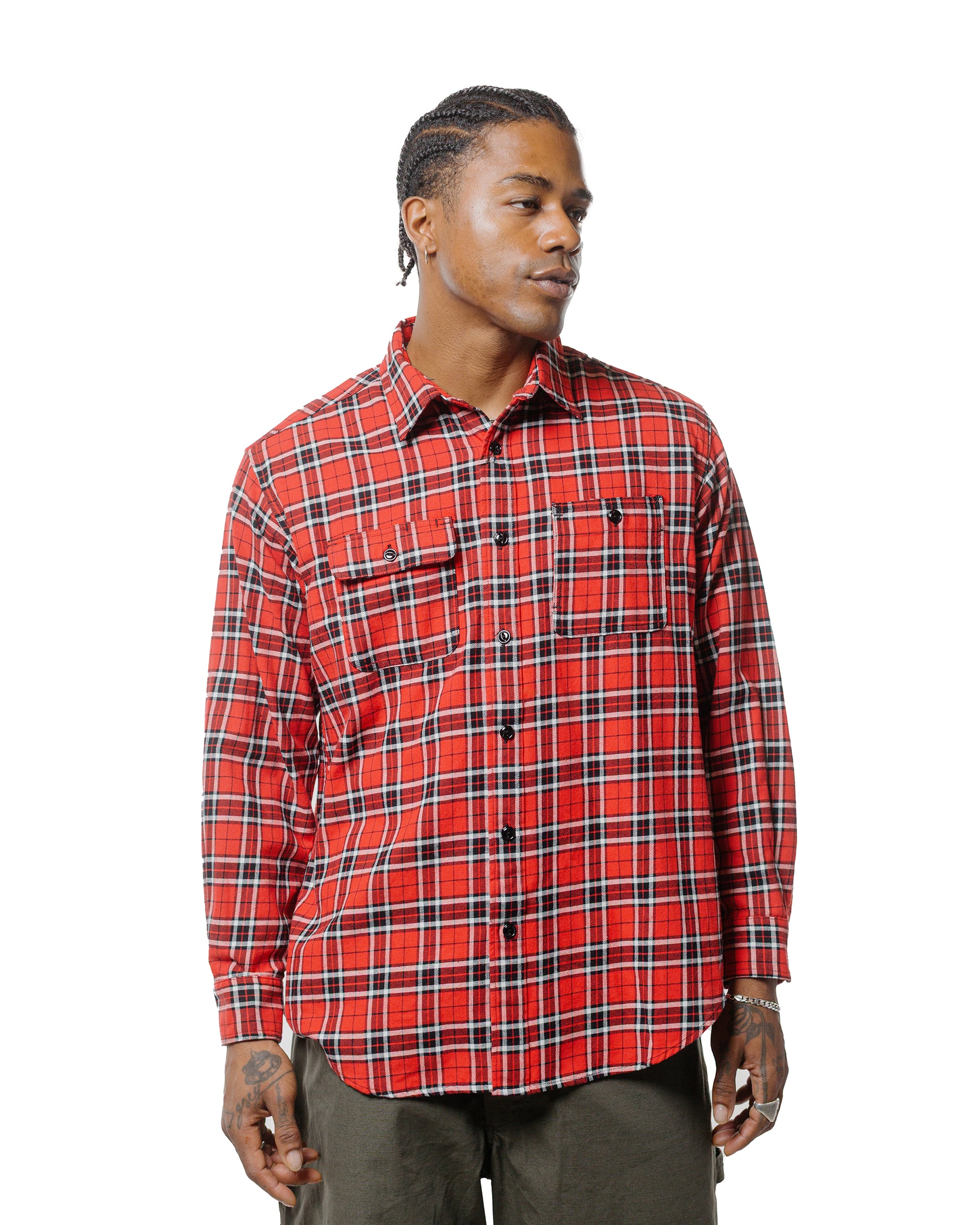 lost & found Engineered Garments Workaday Engineered Garments Workaday Utility Shirt Red Cotton Twill Plaid