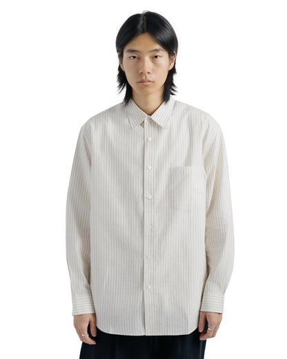 Ernie Palo Silk Cotton Shirt Beige Stripe