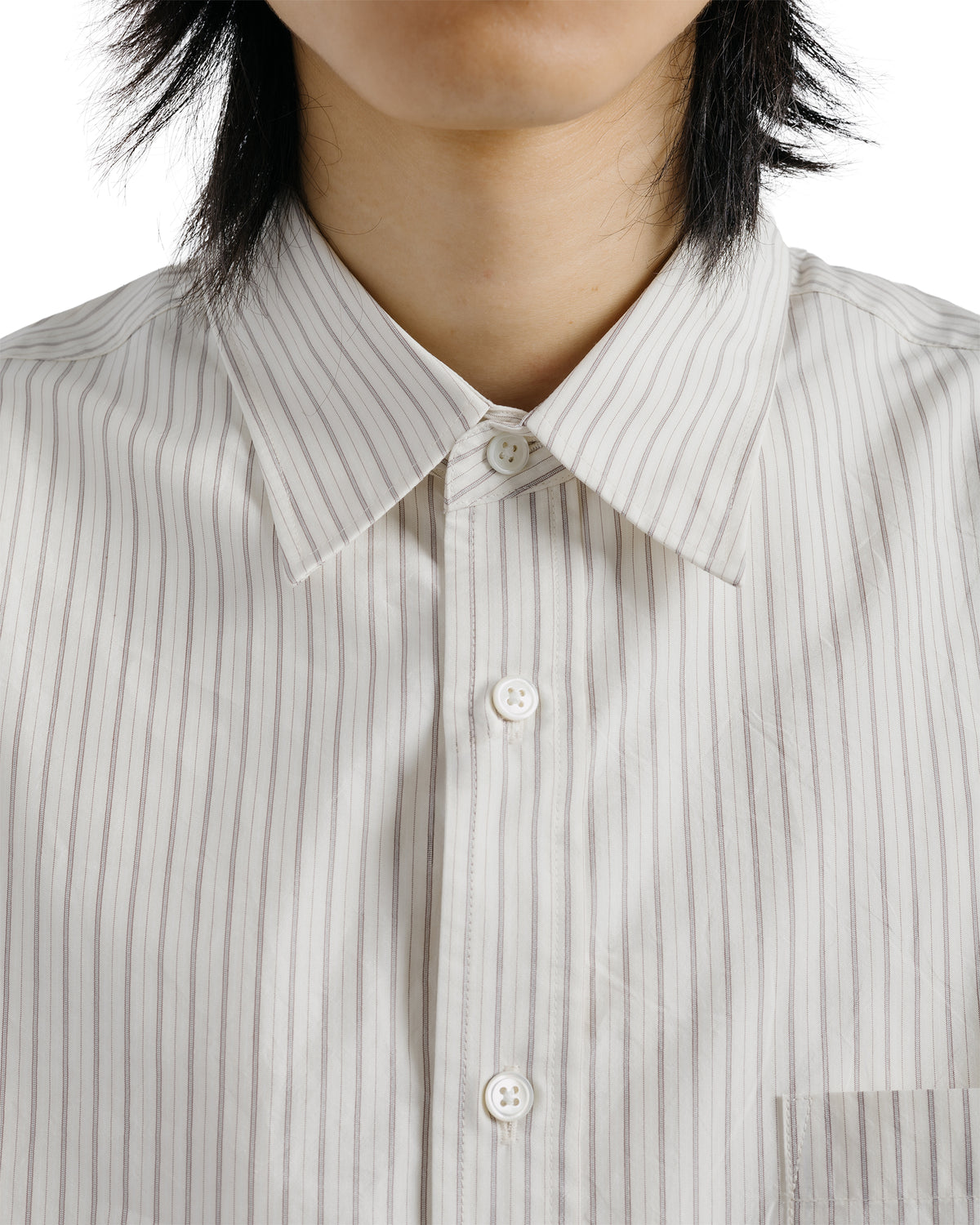 Ernie Palo Silk Cotton Shirt Beige Stripe