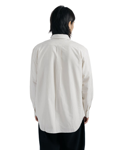 Ernie Palo Silk Cotton Shirt Beige Stripe