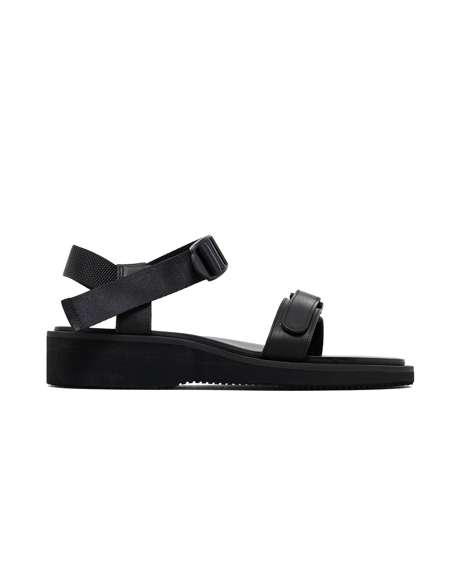 lost & found Footworks Footworks Leather Sandal Velcro Strap Black