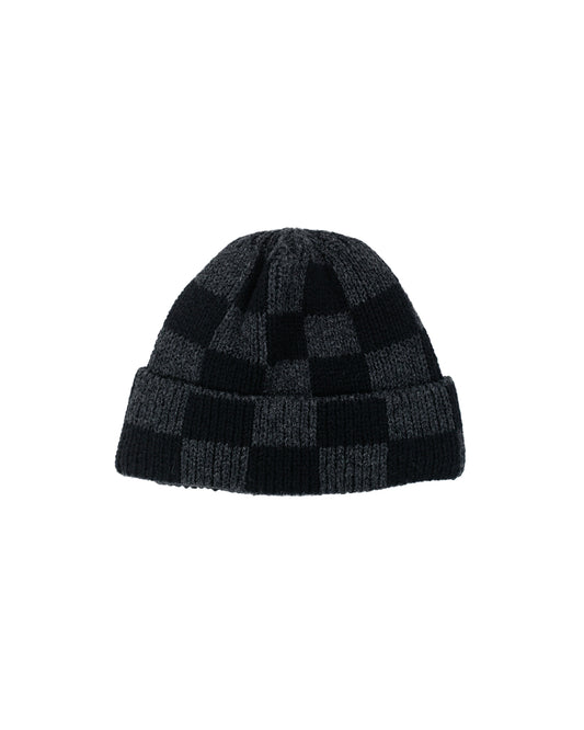 lost & found Found Feather Found Feather Checker Beanie Italian Donegal Wool Black