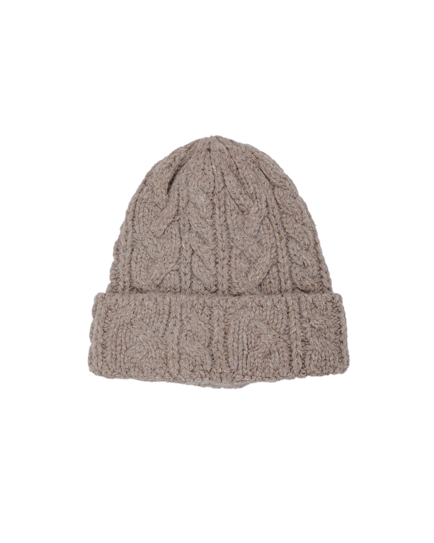 lost & found Found Feather Found Feather Chunky Cable Knit Beanie Italian Donegal Wool Beige