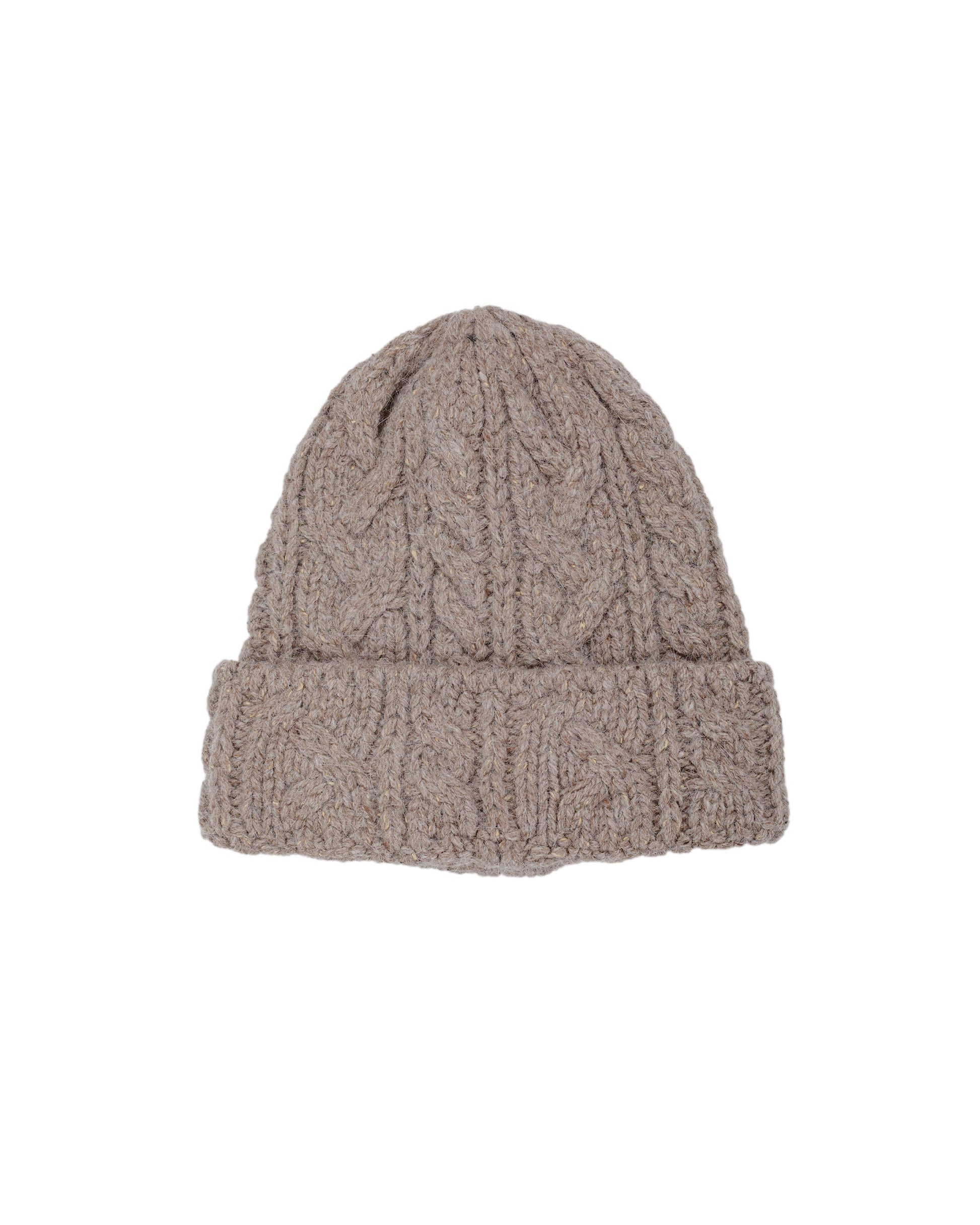 lost & found Found Feather Found Feather Chunky Cable Knit Beanie Italian Donegal Wool Beige