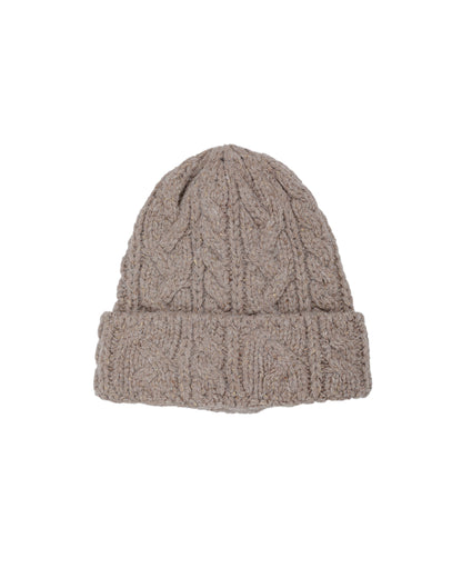 lost & found Found Feather Found Feather Chunky Cable Knit Beanie Italian Donegal Wool Beige