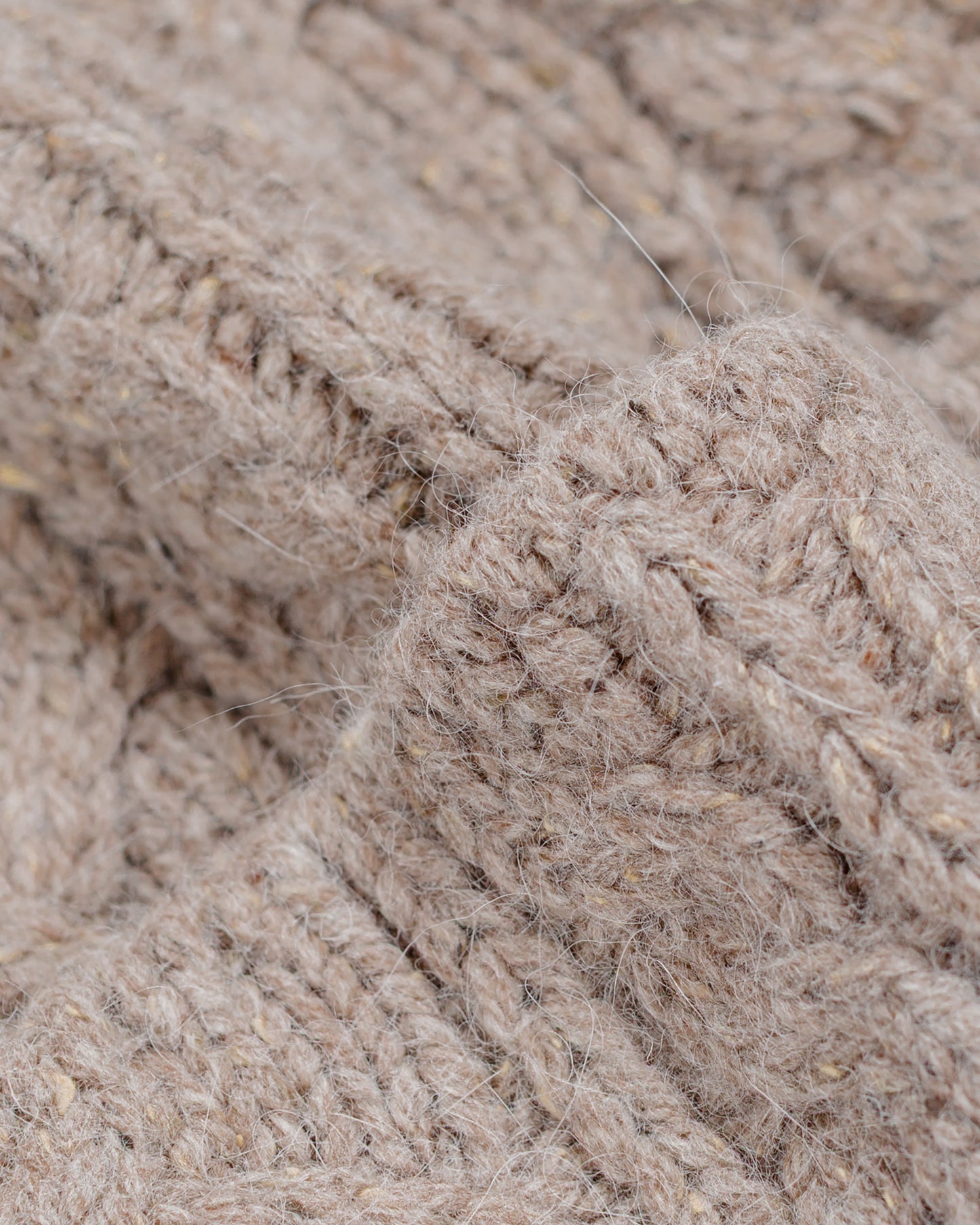 lost & found Found Feather Found Feather Chunky Cable Knit Beanie Italian Donegal Wool Beige
