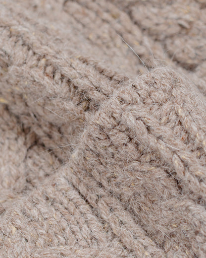 lost & found Found Feather Found Feather Chunky Cable Knit Beanie Italian Donegal Wool Beige