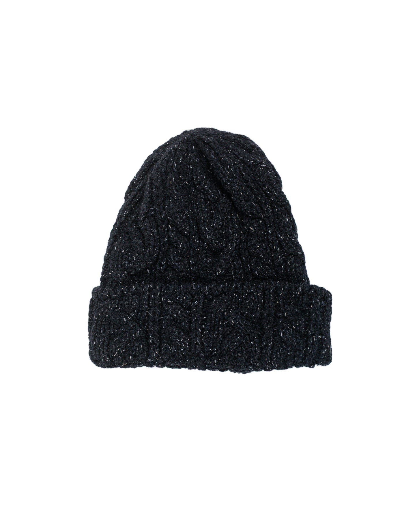 lost & found Found Feather Found Feather Chunky Cable Knit Beanie Italian Donegal Wool Black