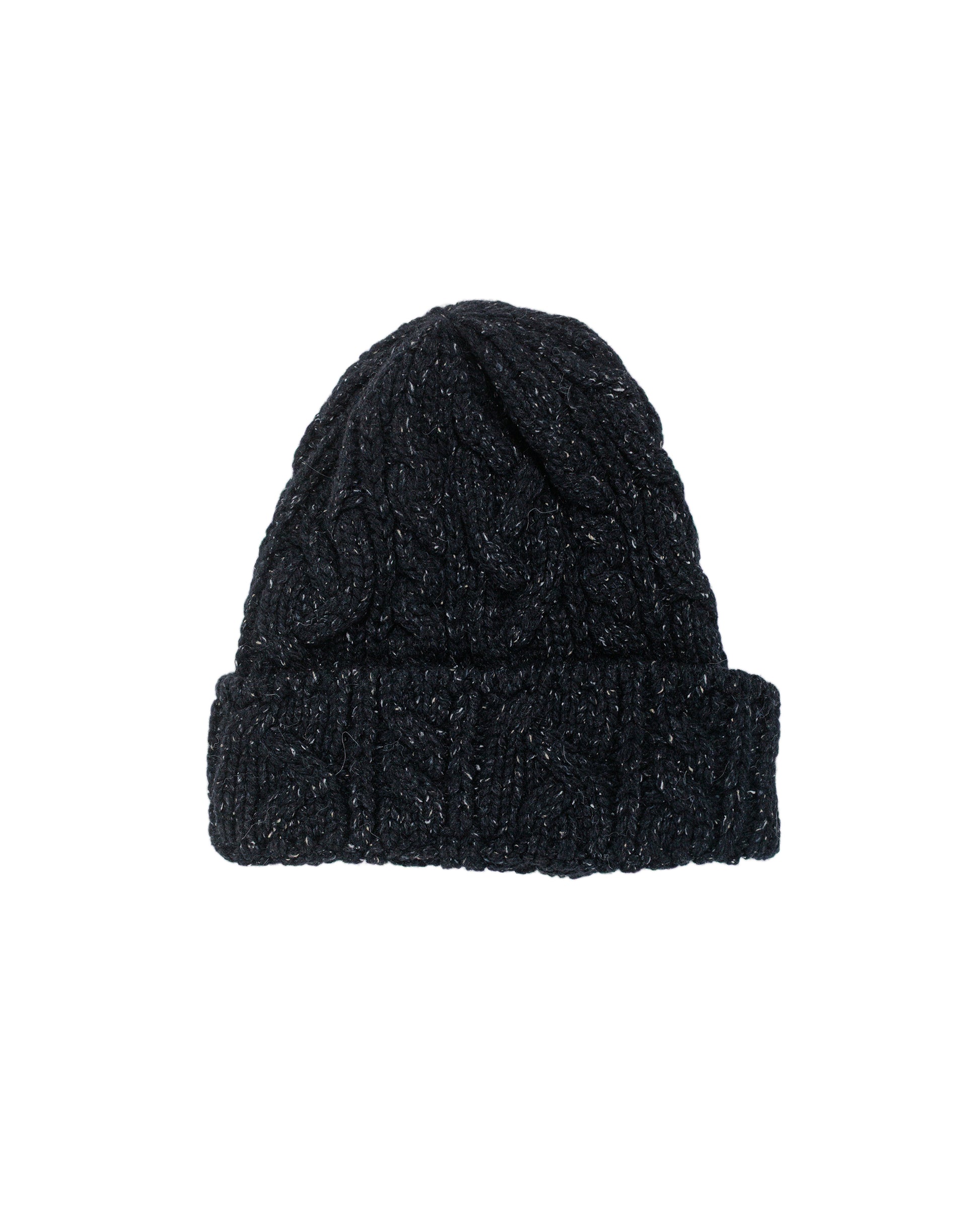 lost & found Found Feather Found Feather Chunky Cable Knit Beanie Italian Donegal Wool Black