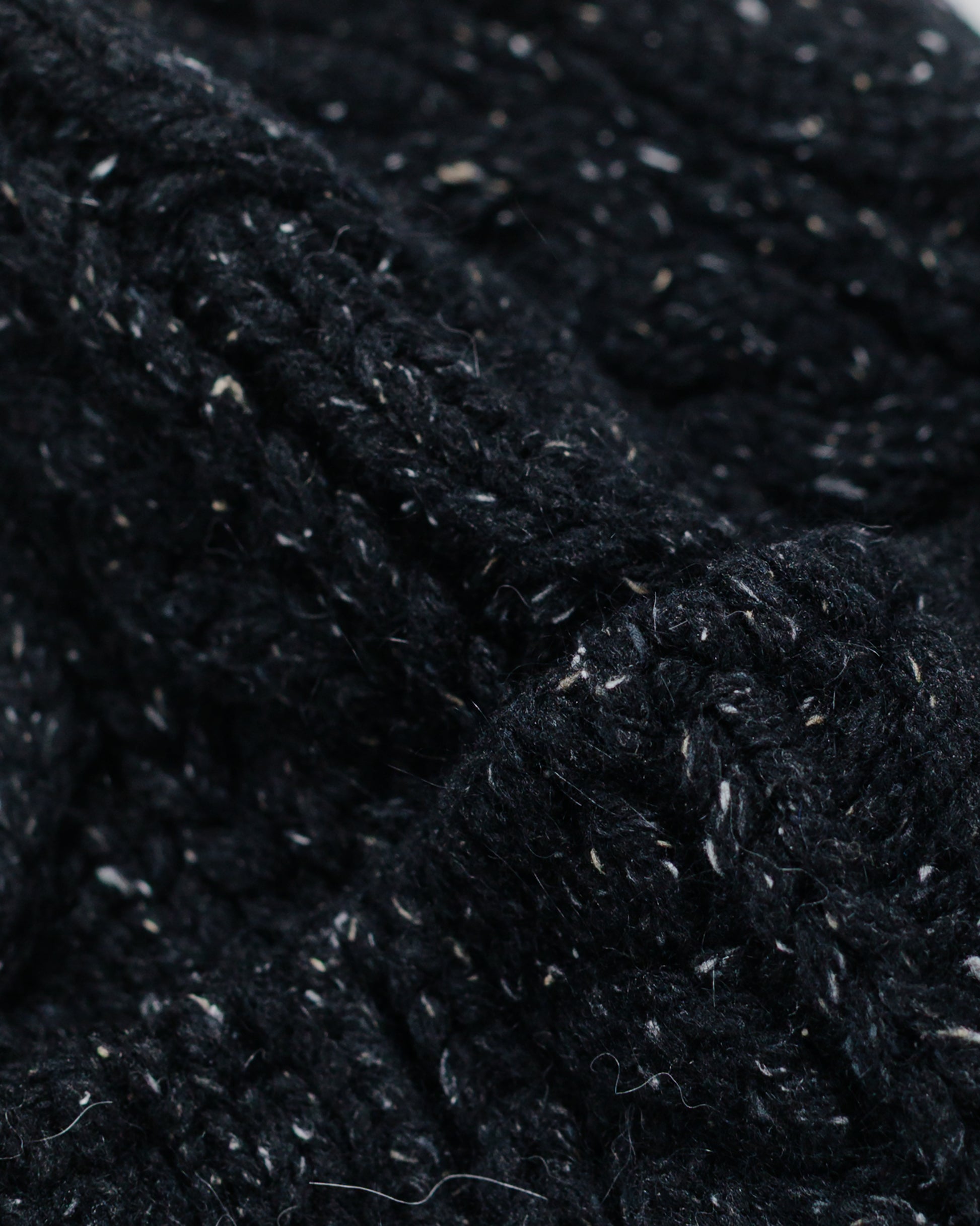 lost & found Found Feather Found Feather Chunky Cable Knit Beanie Italian Donegal Wool Black