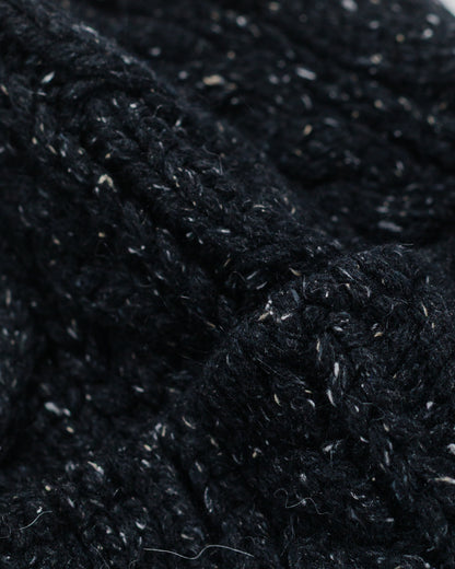lost & found Found Feather Found Feather Chunky Cable Knit Beanie Italian Donegal Wool Black