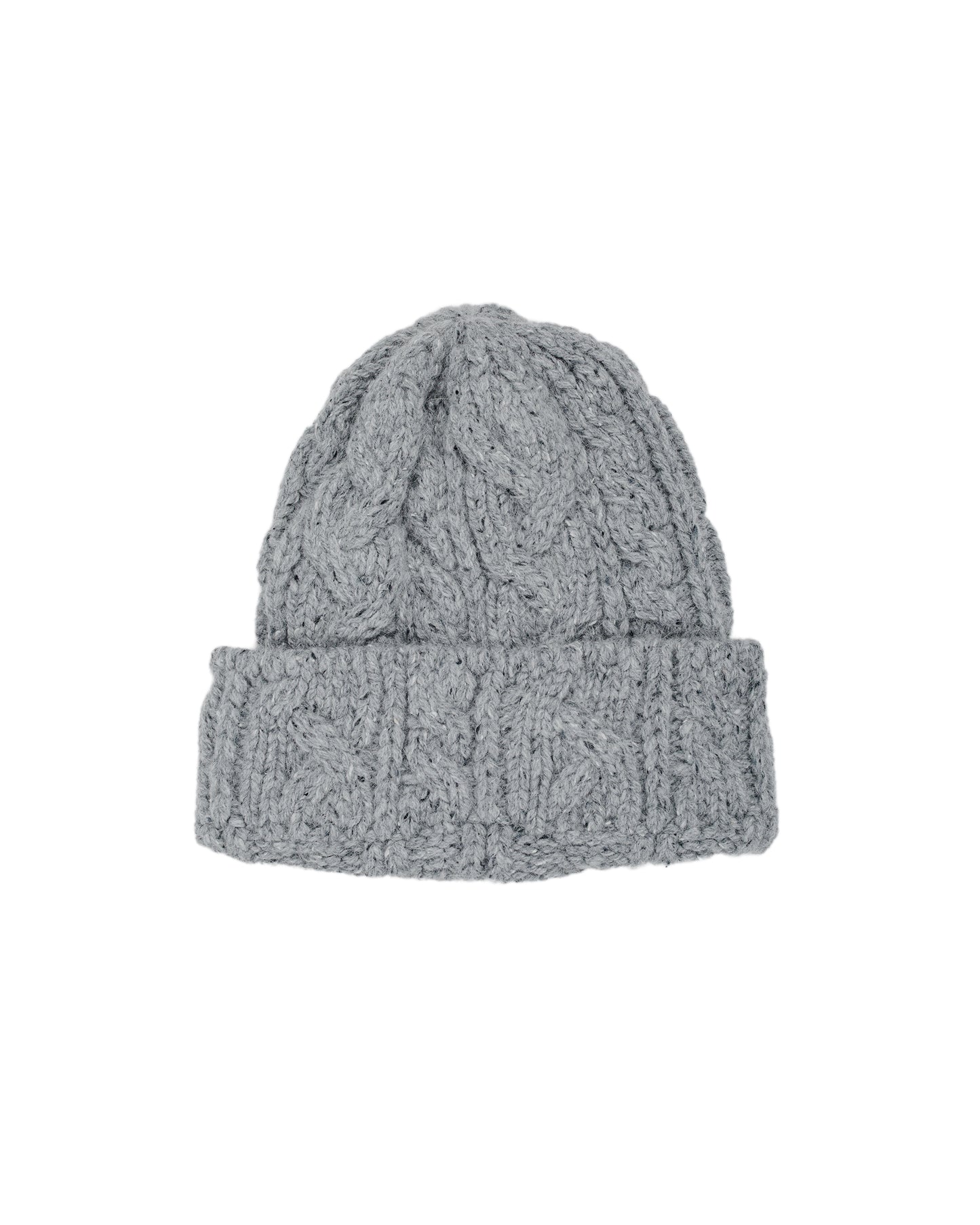 lost & found Found Feather Found Feather Chunky Cable Knit Beanie Italian Donegal Wool Grey