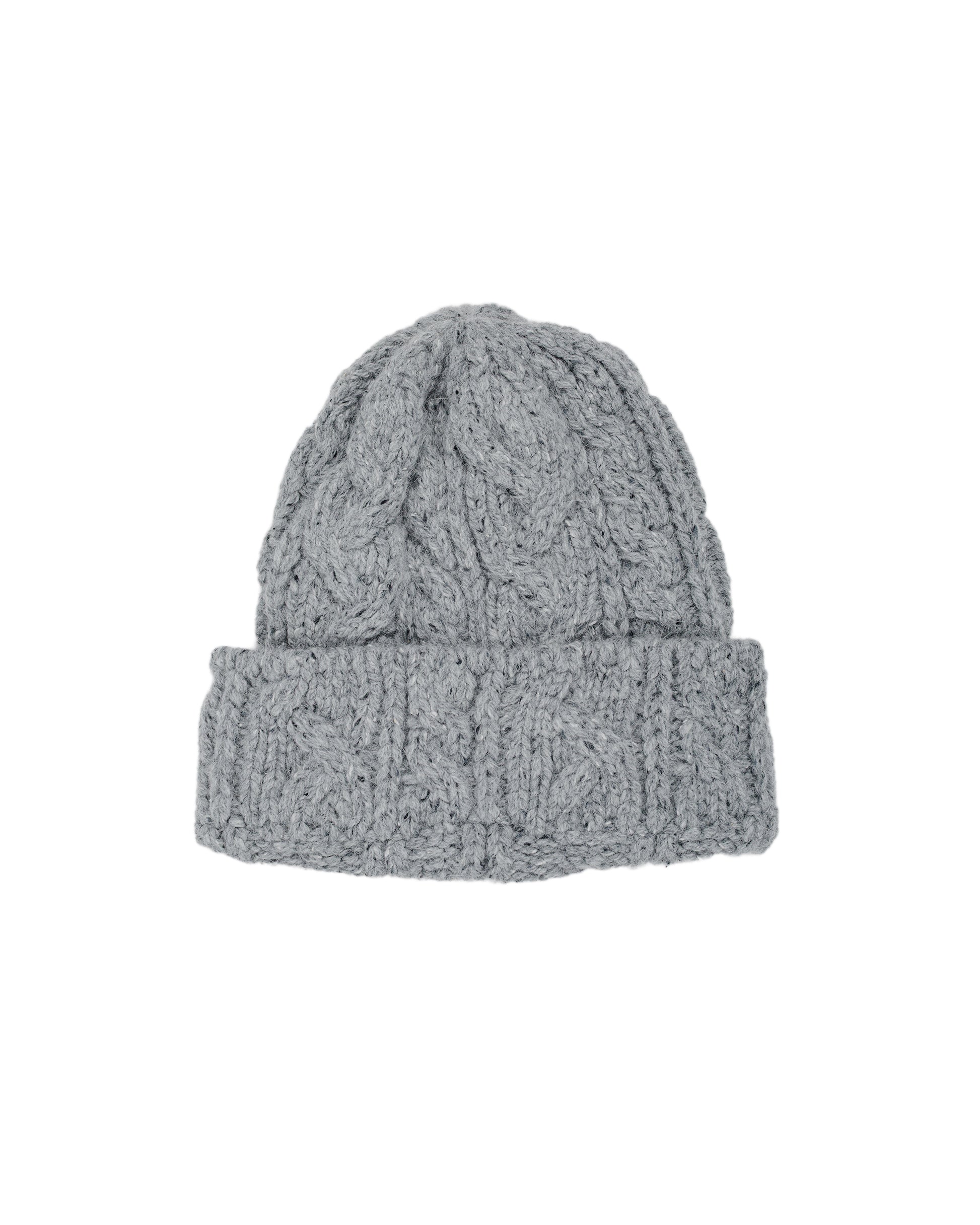 lost & found Found Feather Found Feather Chunky Cable Knit Beanie Italian Donegal Wool Grey