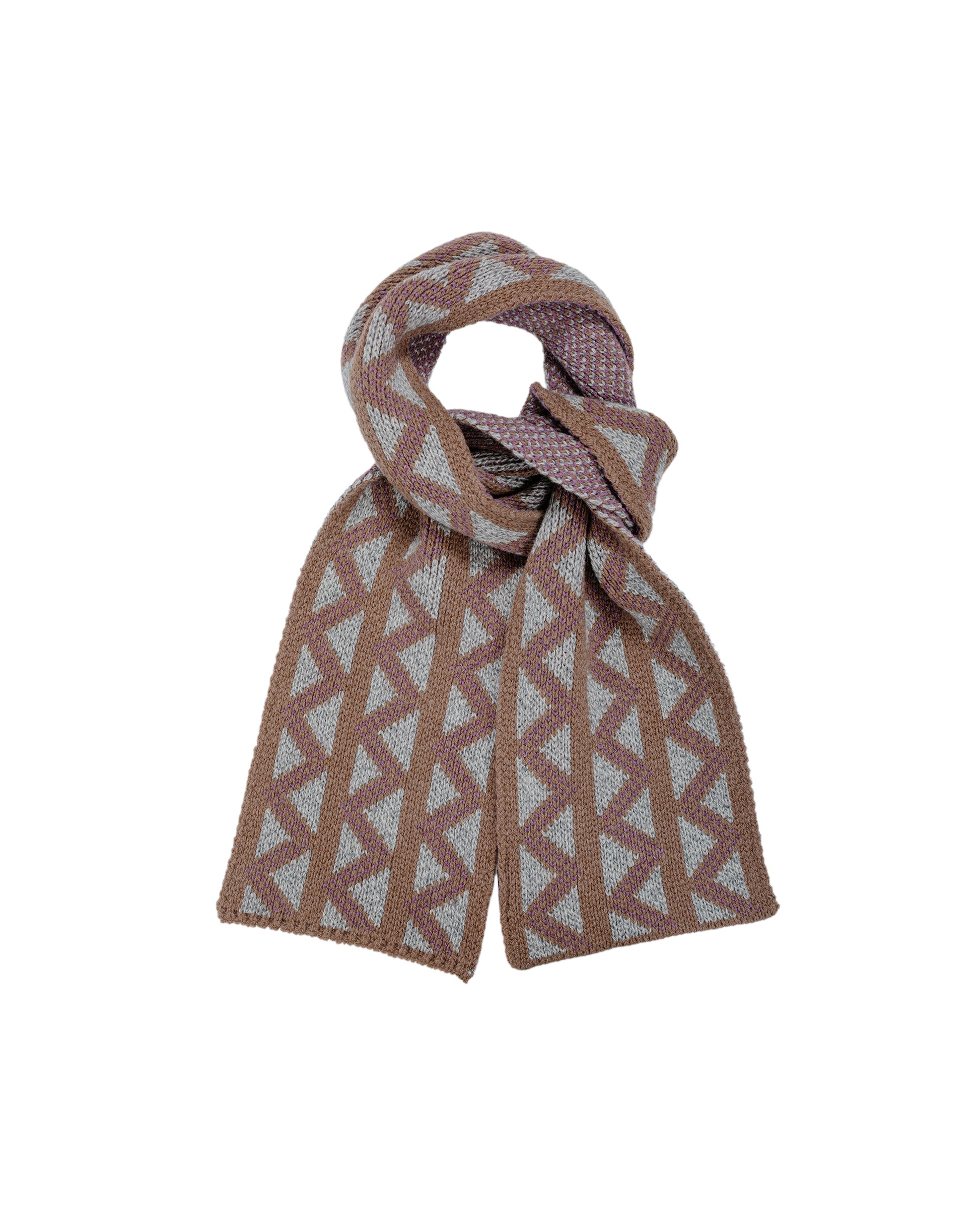 lost & found Found Feather Found Feather Geo Scarf Italian Donegal Wool Brown