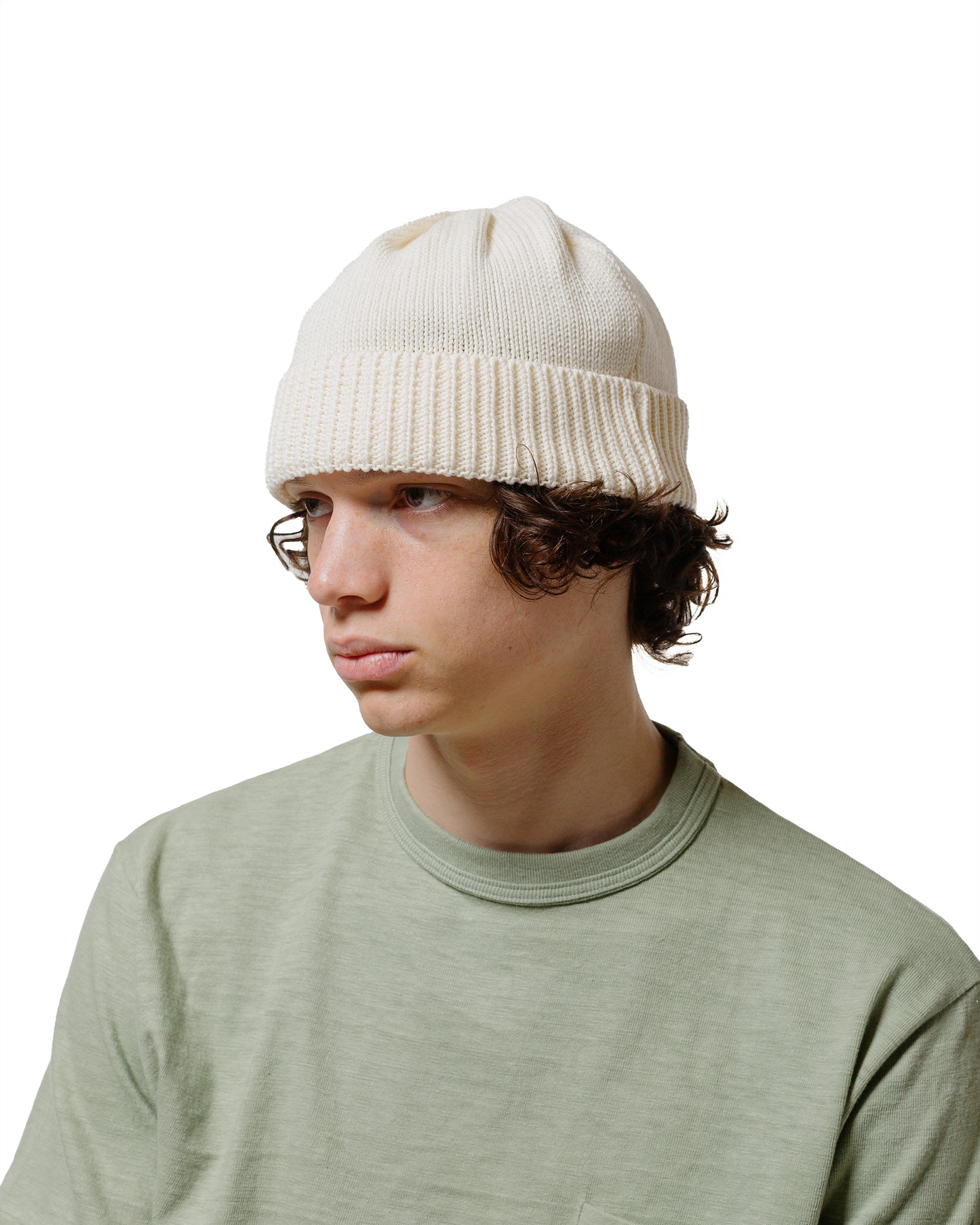 lost & found Found Feather Found Feather Knit Roll Watch Cap Cotton Knit Ecru