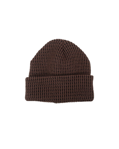 Found Feather Waffle Beanie Acrylic Knit Brown Black