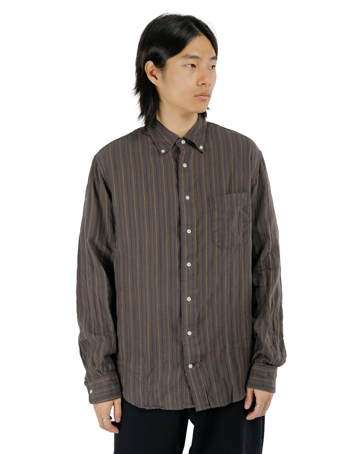Gitman Vintage Bros. Olive Brushed Dobby Stripe Shirt