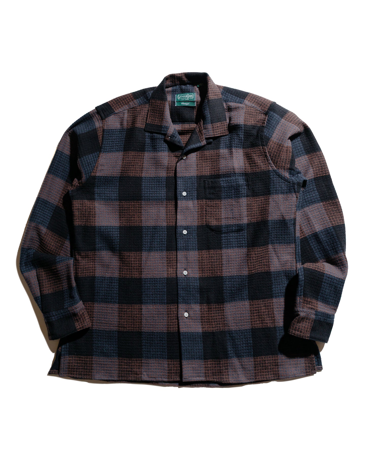 lost & found Gitman Vintage Bros. Gitman Vintage Bros. Black Brushed Waffle Check Camp Shirt