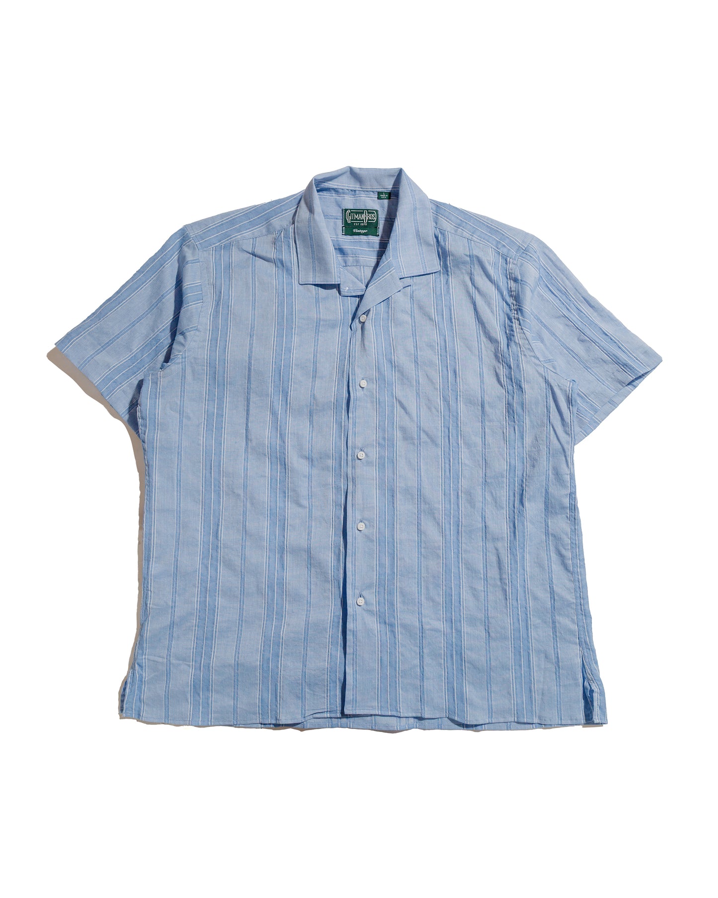 lost & found Gitman Vintage Bros. Gitman Vintage Bros. Blue Japanese Dobby Stripe Camp Shirt