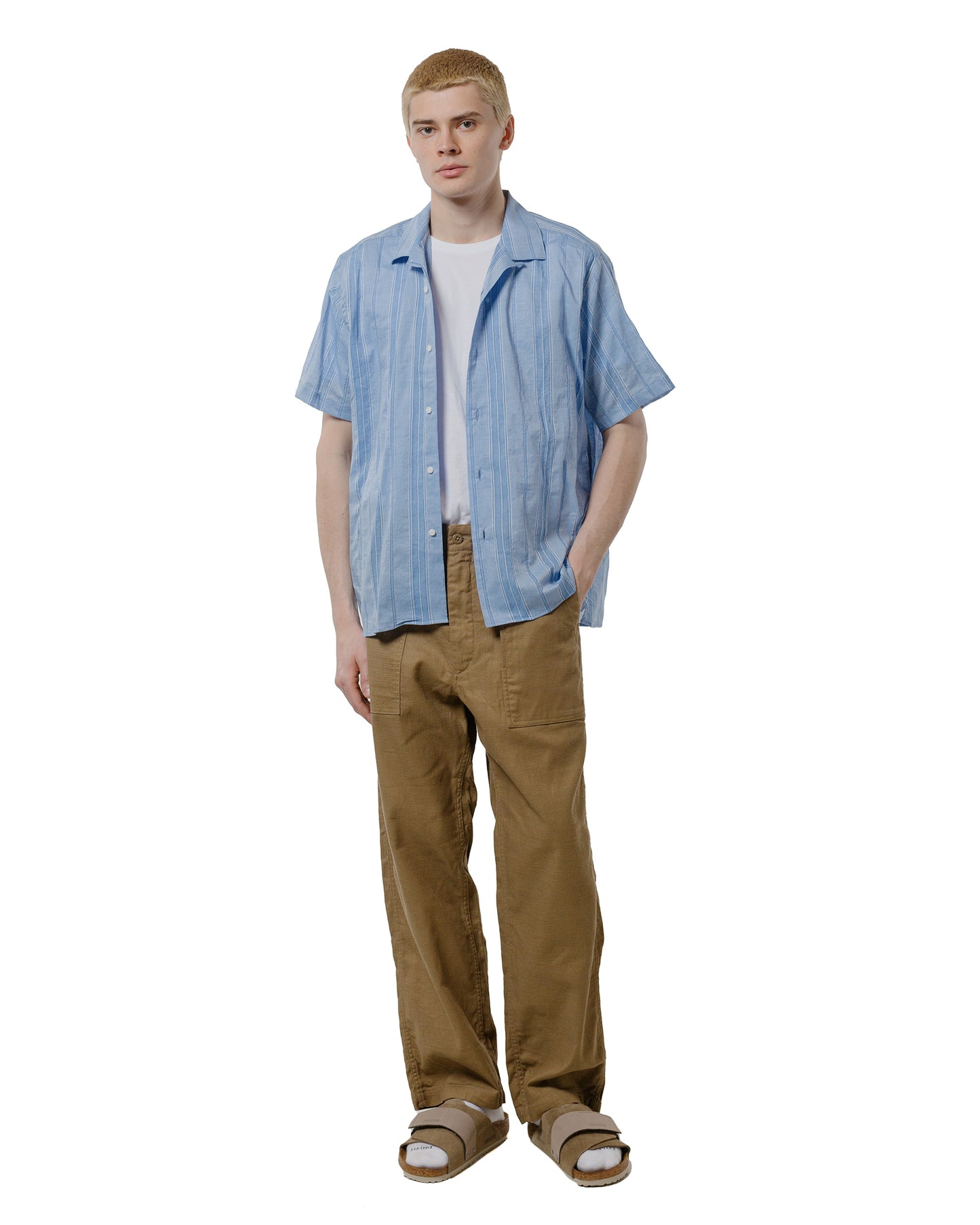 lost & found Gitman Vintage Bros. Gitman Vintage Bros. Blue Japanese Dobby Stripe Camp Shirt