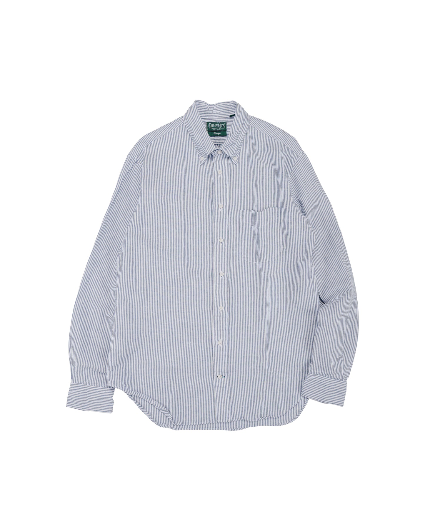lost & found Gitman Vintage Bros. Gitman Vintage Bros. Blue Stripe Linen Long Sleeve Shirt