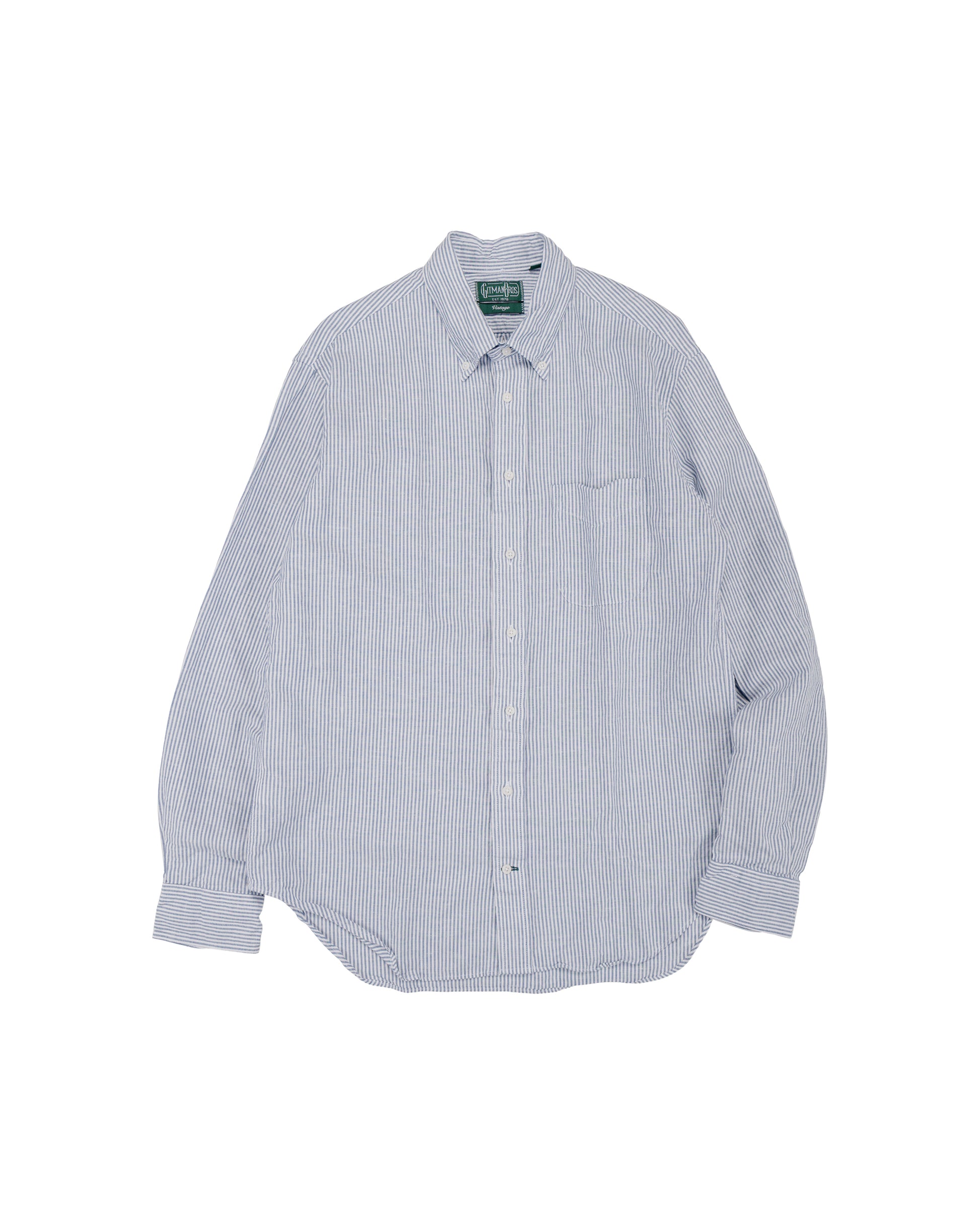 lost & found Gitman Vintage Bros. Gitman Vintage Bros. Blue Stripe Linen Long Sleeve Shirt