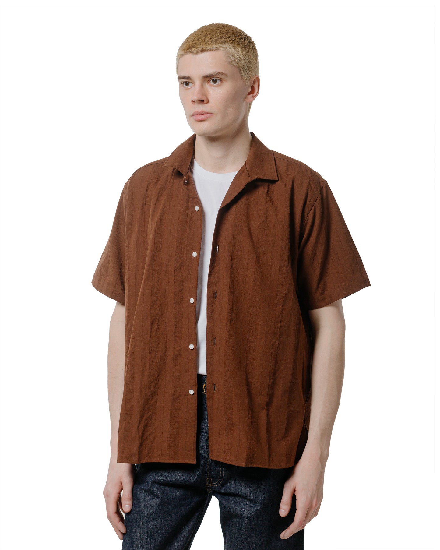 lost & found Gitman Vintage Bros. Gitman Vintage Bros. Brown Dobby Stripe Camp Shirt