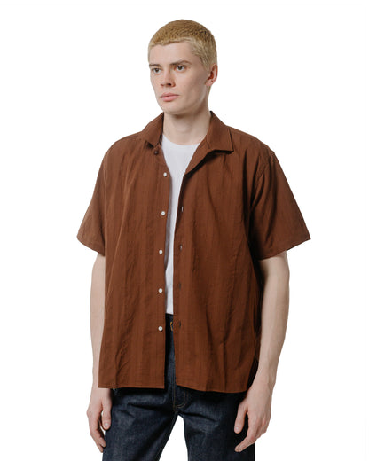 lost & found Gitman Vintage Bros. Gitman Vintage Bros. Brown Dobby Stripe Camp Shirt