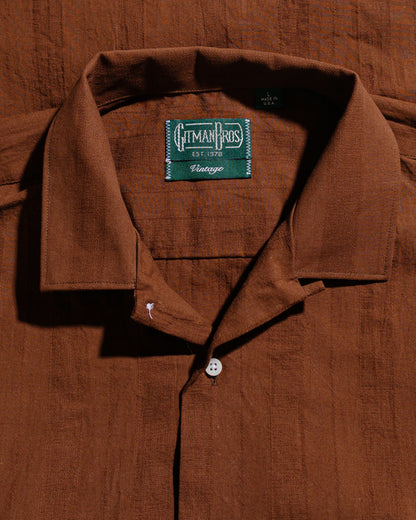 lost & found Gitman Vintage Bros. Gitman Vintage Bros. Brown Dobby Stripe Camp Shirt