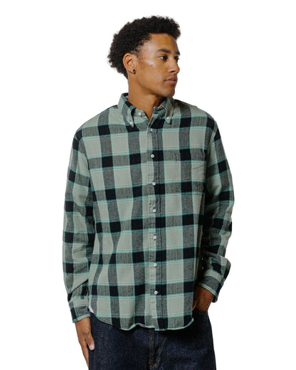 lost & found Gitman Vintage Bros. Gitman Vintage Bros. Celeste Green/Black Brushed Winter Madras Shirt