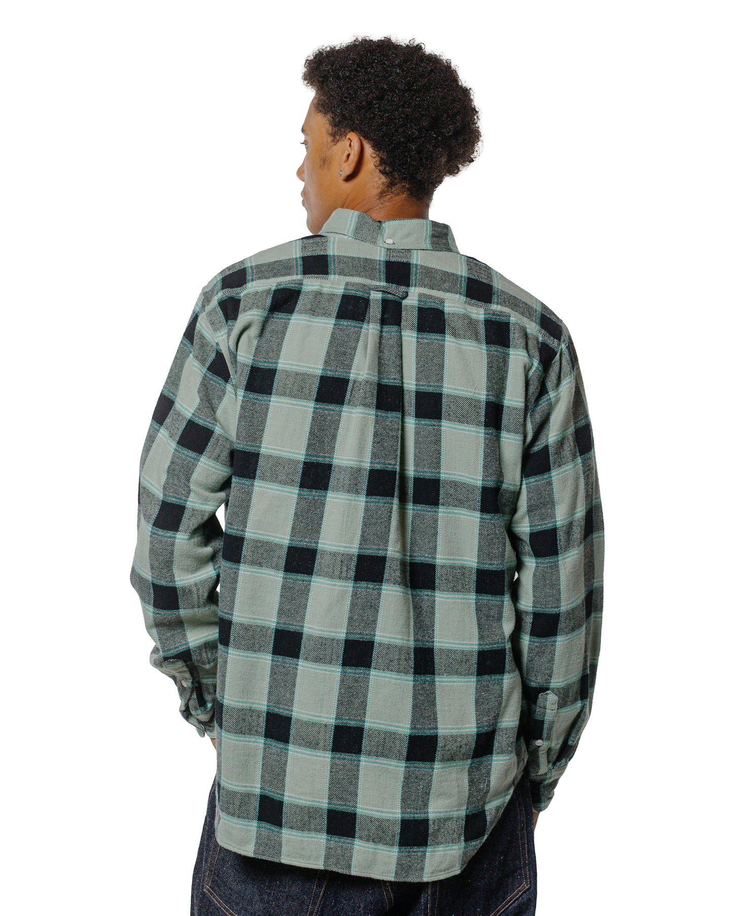 lost & found Gitman Vintage Bros. Gitman Vintage Bros. Celeste Green/Black Brushed Winter Madras Shirt