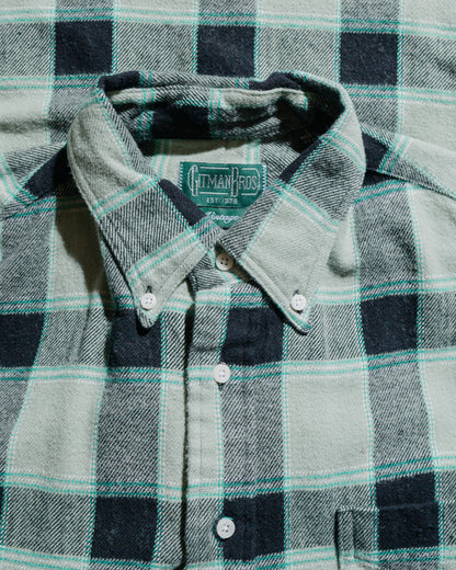 lost & found Gitman Vintage Bros. Gitman Vintage Bros. Celeste Green/Black Brushed Winter Madras Shirt