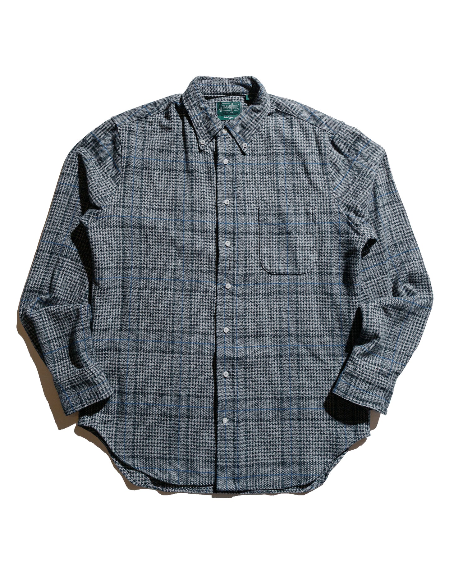 lost & found Gitman Vintage Bros. Gitman Vintage Bros. Grey Cotton Tweed Check Shirt