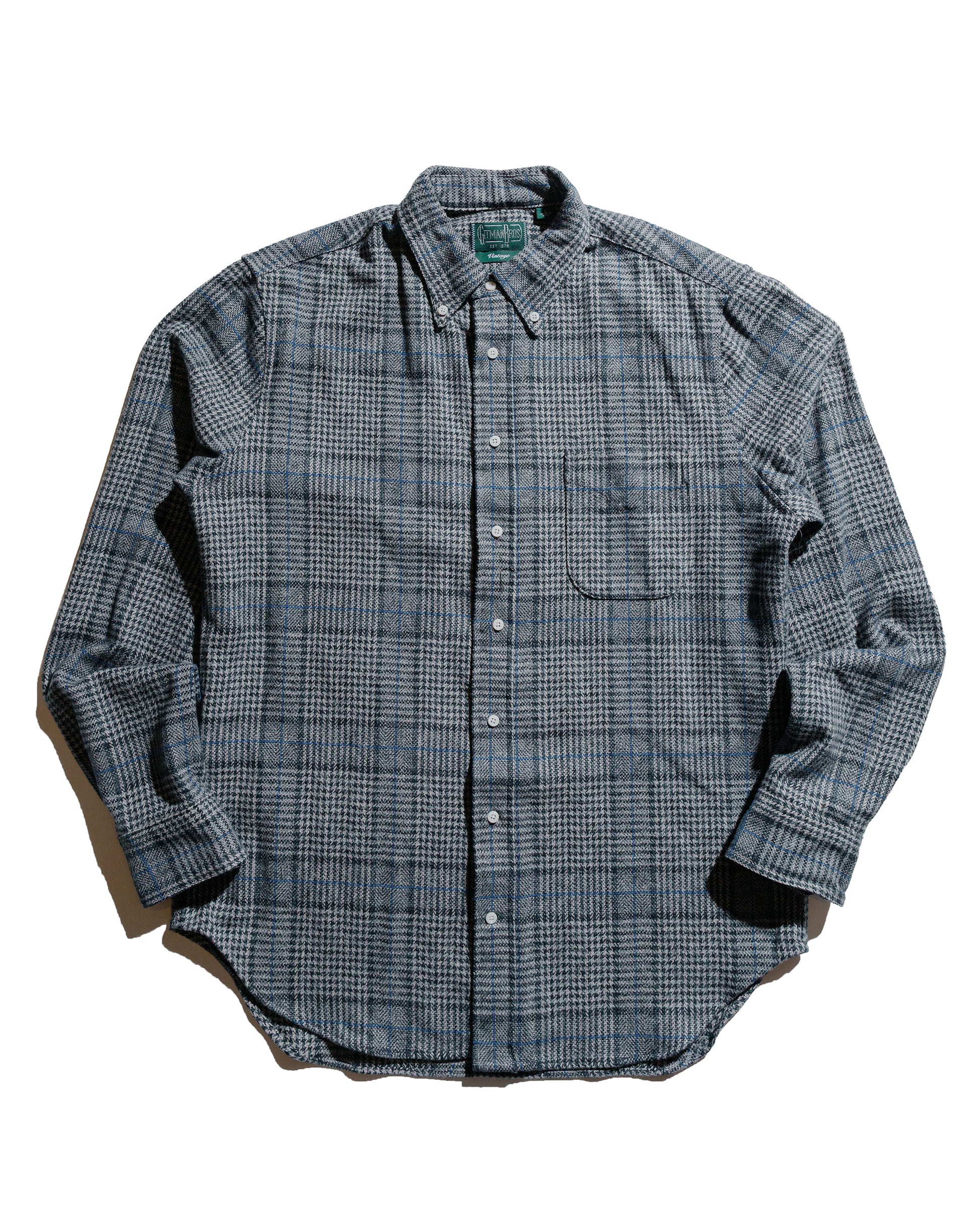 lost & found Gitman Vintage Bros. Gitman Vintage Bros. Grey Cotton Tweed Check Shirt