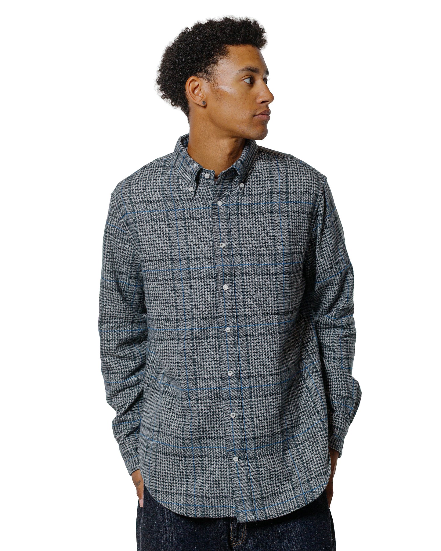 lost & found Gitman Vintage Bros. Gitman Vintage Bros. Grey Cotton Tweed Check Shirt