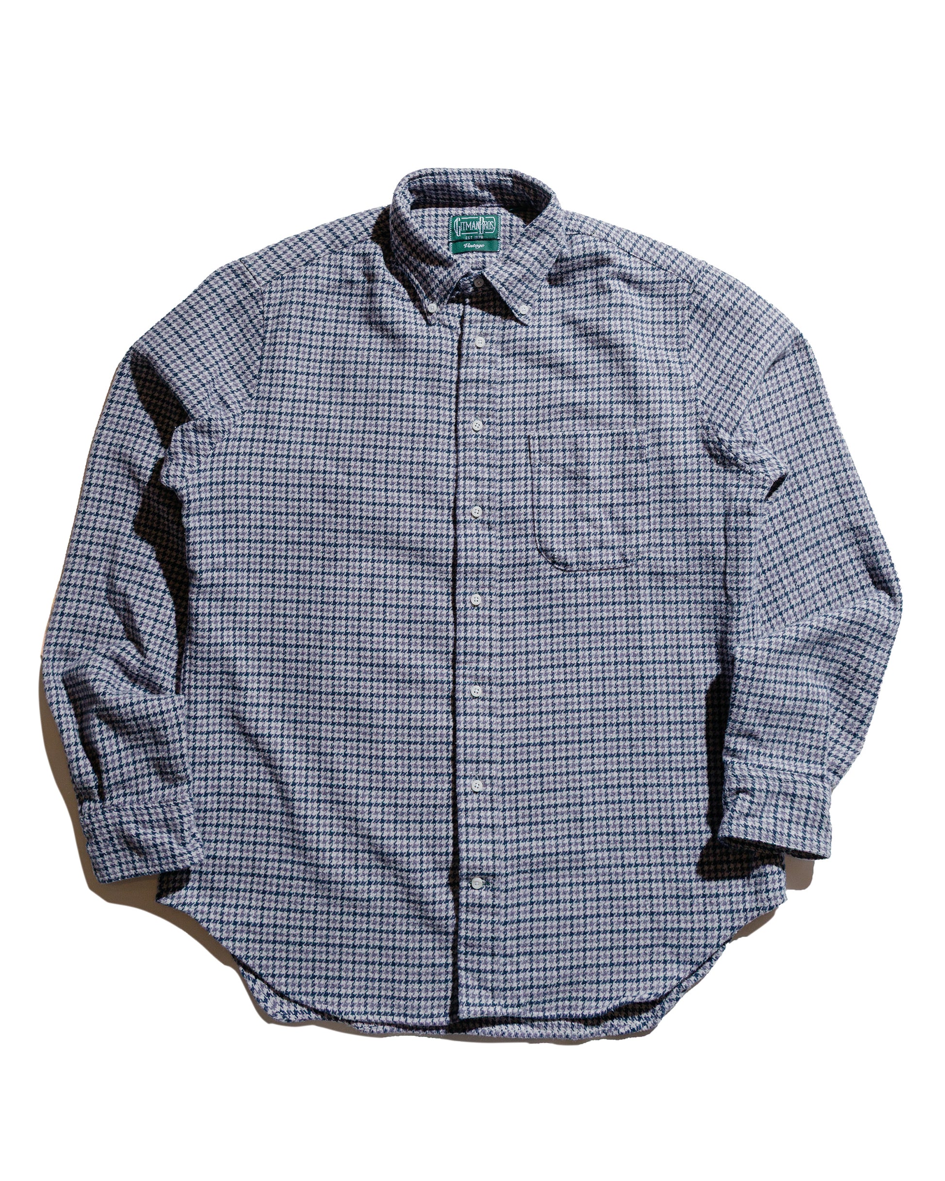 lost & found Gitman Vintage Bros. Gitman Vintage Bros. Grey Houndstooth Check Shirt