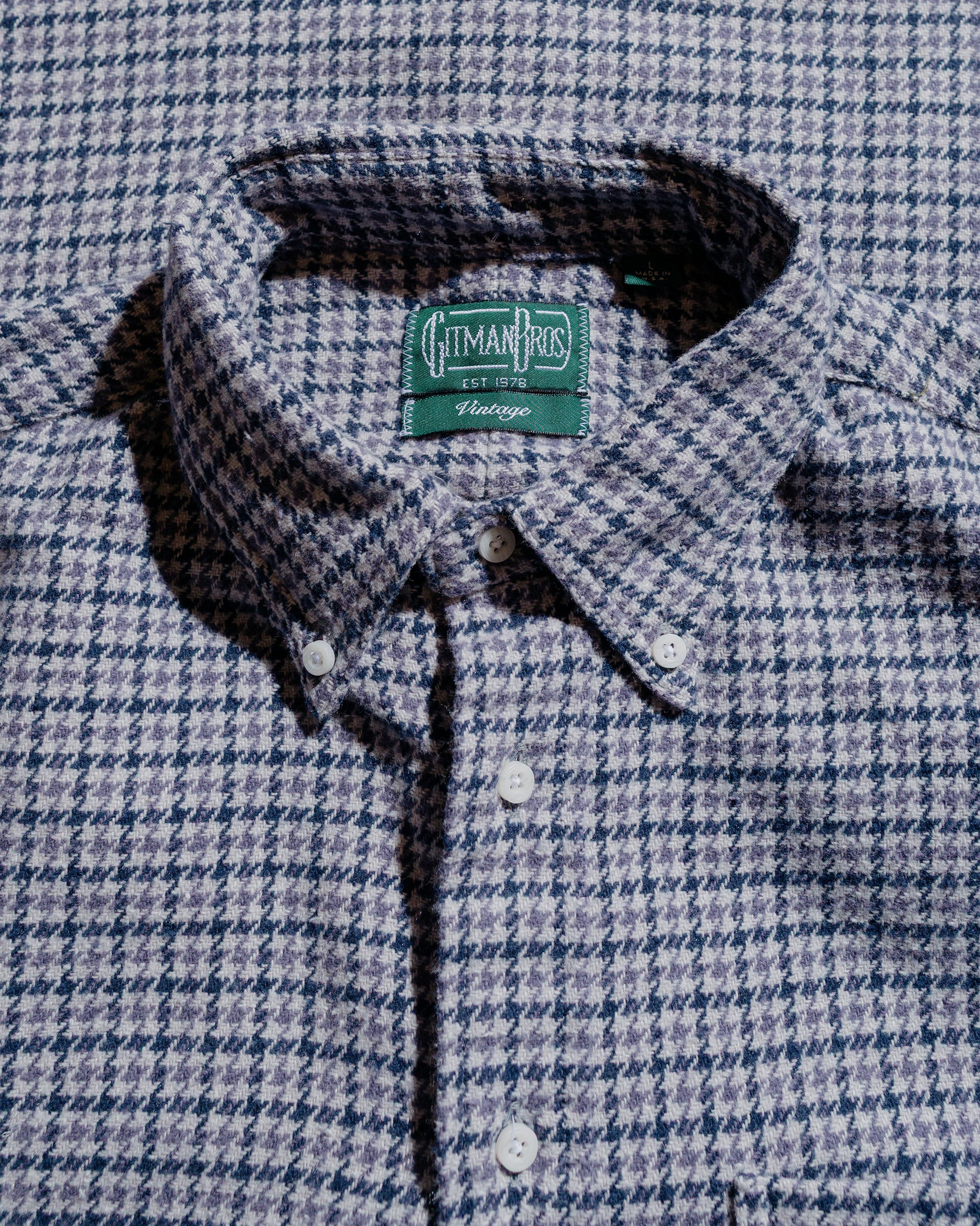 lost & found Gitman Vintage Bros. Gitman Vintage Bros. Grey Houndstooth Check Shirt