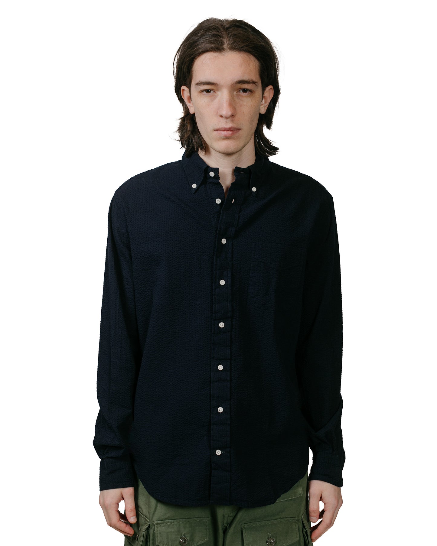 lost & found Gitman Vintage Bros. Gitman Vintage Bros. Navy Overdye Seersucker Shirt