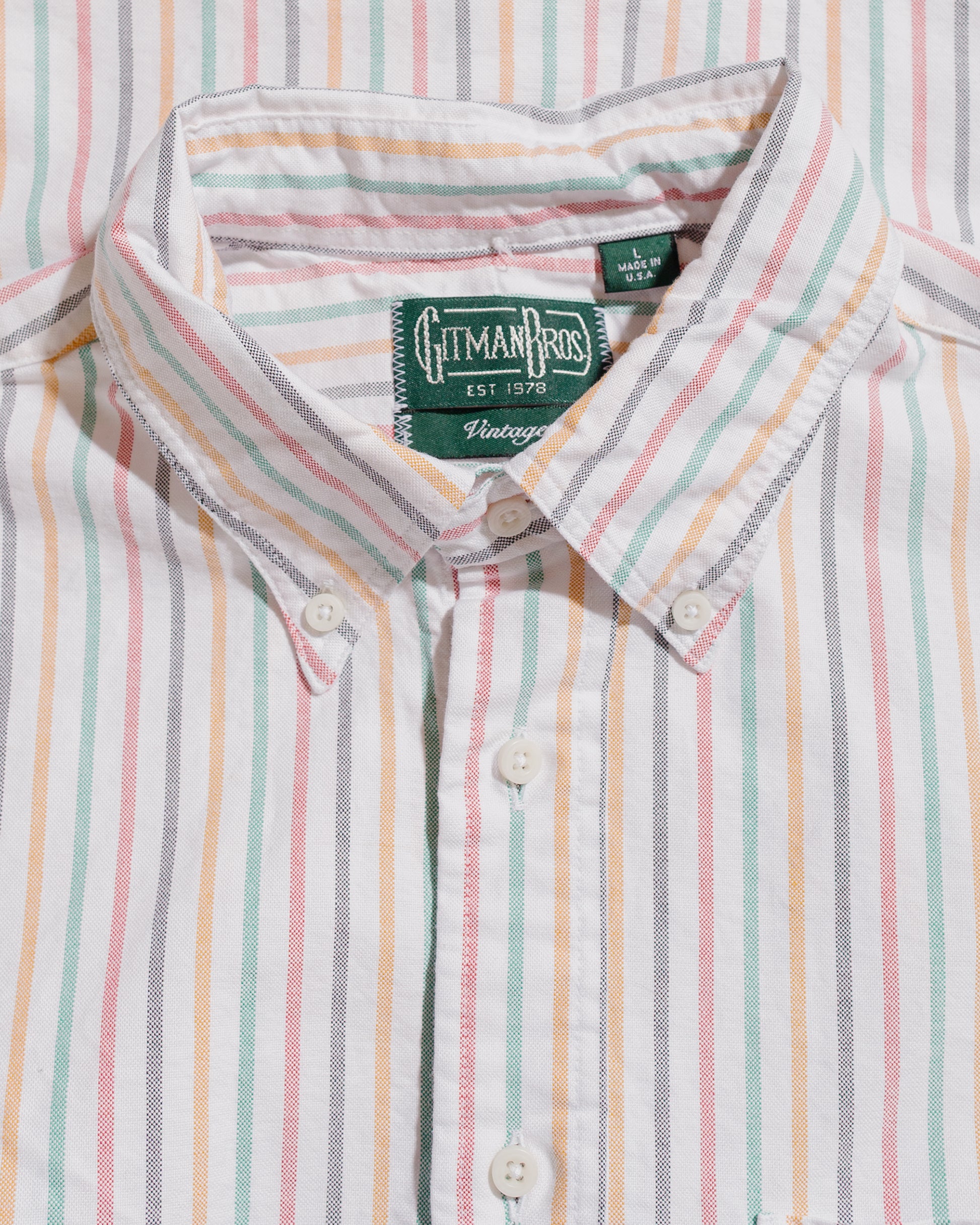 lost & found Gitman Vintage Bros. Gitman Vintage Bros. Rasta Stripe Oxford Long Sleeve