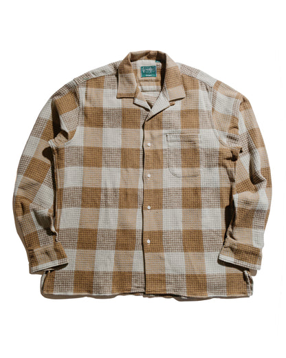 lost & found Gitman Vintage Bros. Gitman Vintage Bros. Tan Brushed Waffle Check Camp Shirt