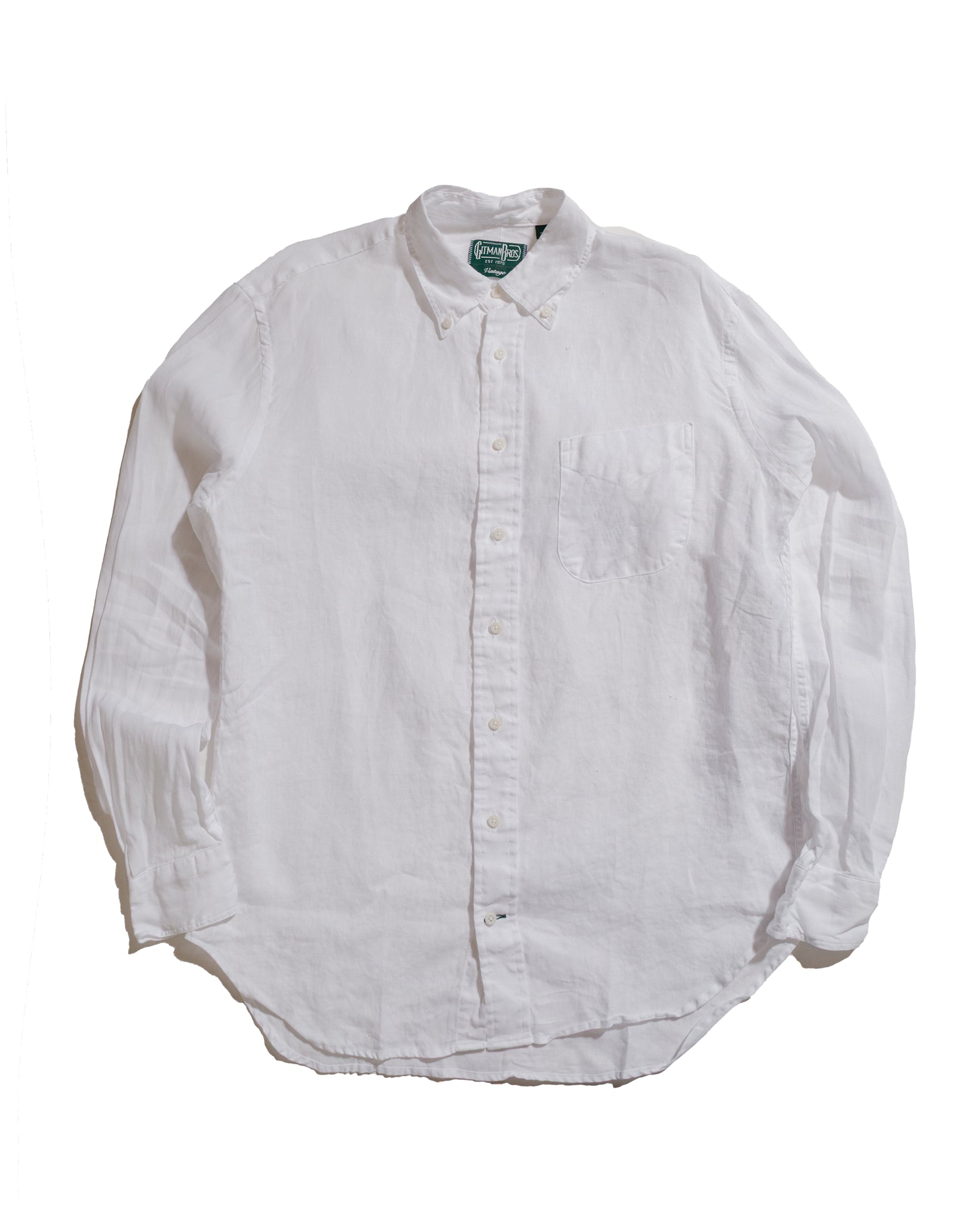 lost & found Gitman Vintage Bros. Gitman Vintage Bros. White Linen Long Sleeve Shirt