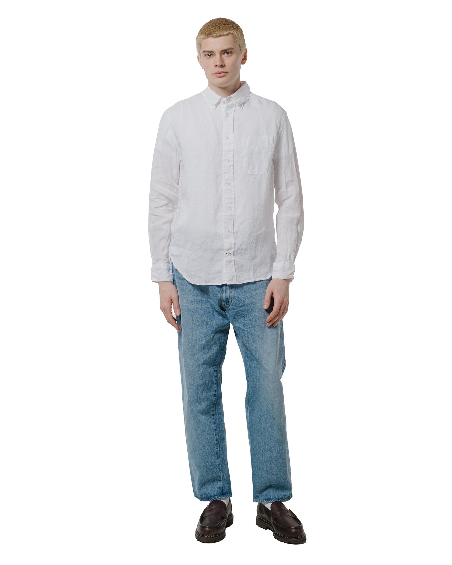 lost & found Gitman Vintage Bros. Gitman Vintage Bros. White Linen Long Sleeve Shirt